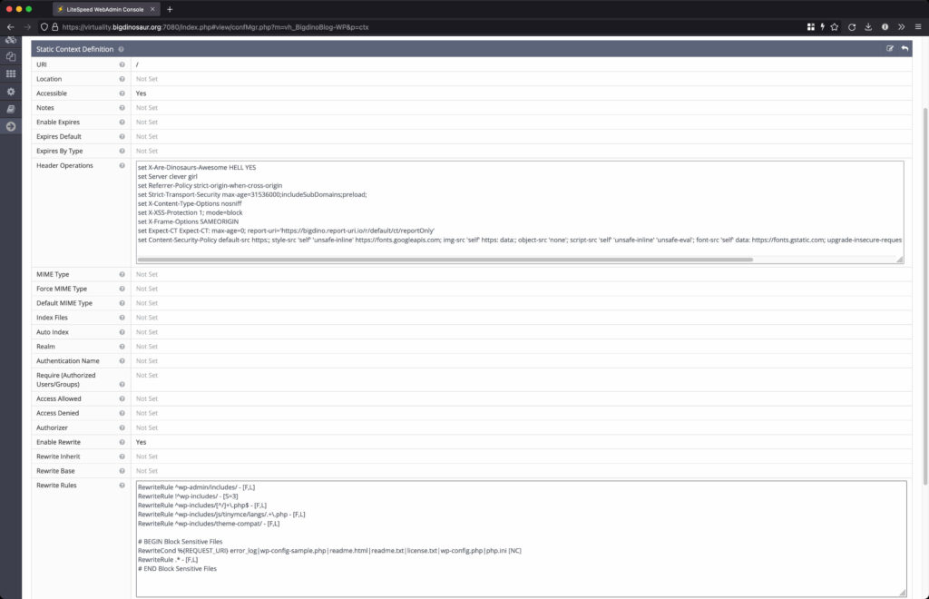 Screenshot of the global context on the OLS web console.